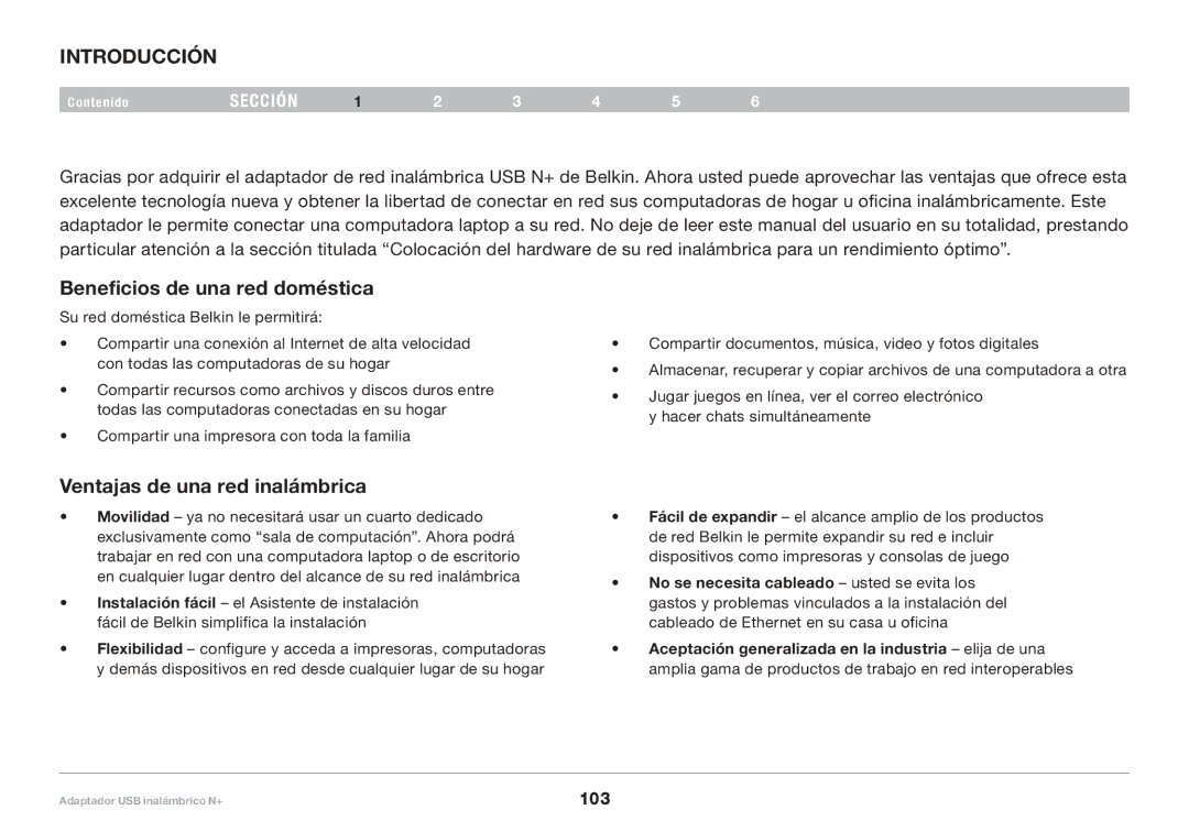 Belkin PM00730tt, F5D8055tt user manual Introducción, Beneficios de una red doméstica, Ventajas de una red inalámbrica 