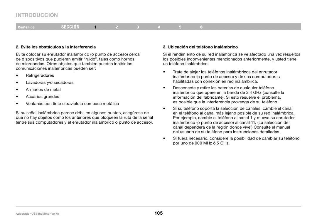 Belkin PM00730tt, F5D8055tt user manual Evite los obstáculos y la interferencia, Ubicación del teléfono inalámbrico 