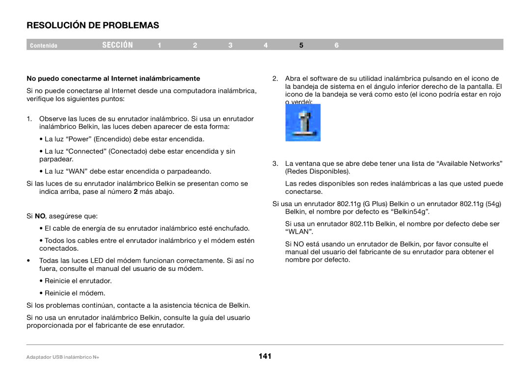 Belkin PM00730tt, F5D8055tt user manual Resolución de problemas, No puedo conectarme al Internet inalámbricamente 