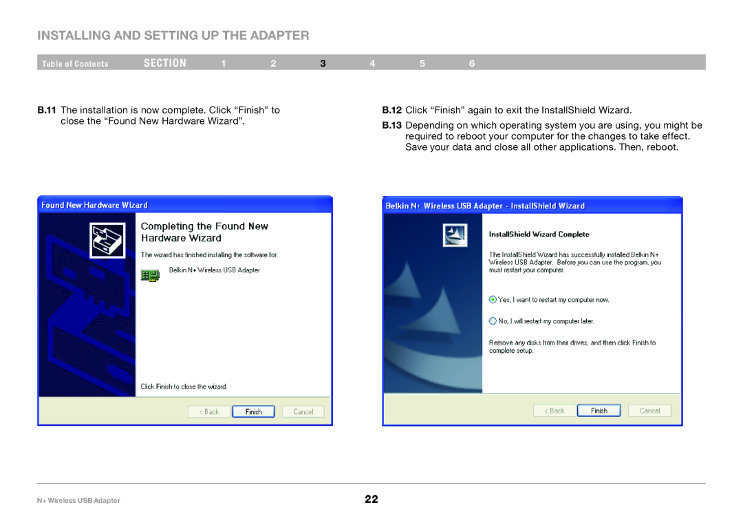 Belkin F5D8055tt, PM00730tt user manual Installing and Setting UP the Adapter 