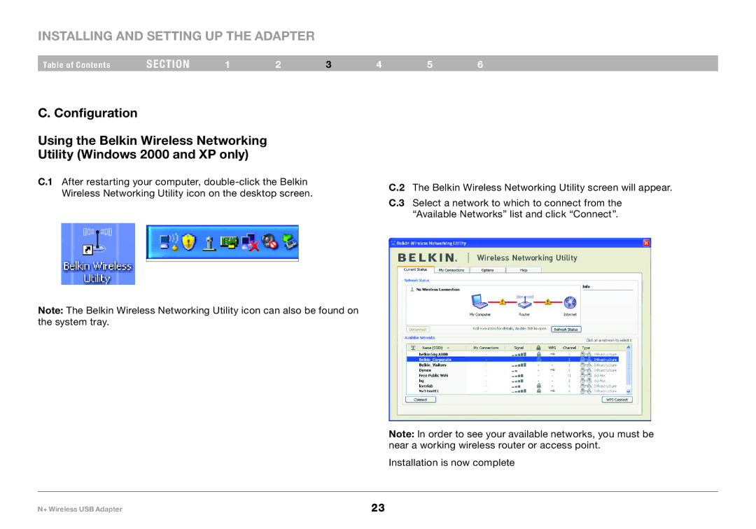 Belkin PM00730tt, F5D8055tt user manual Installing and Setting UP the Adapter 