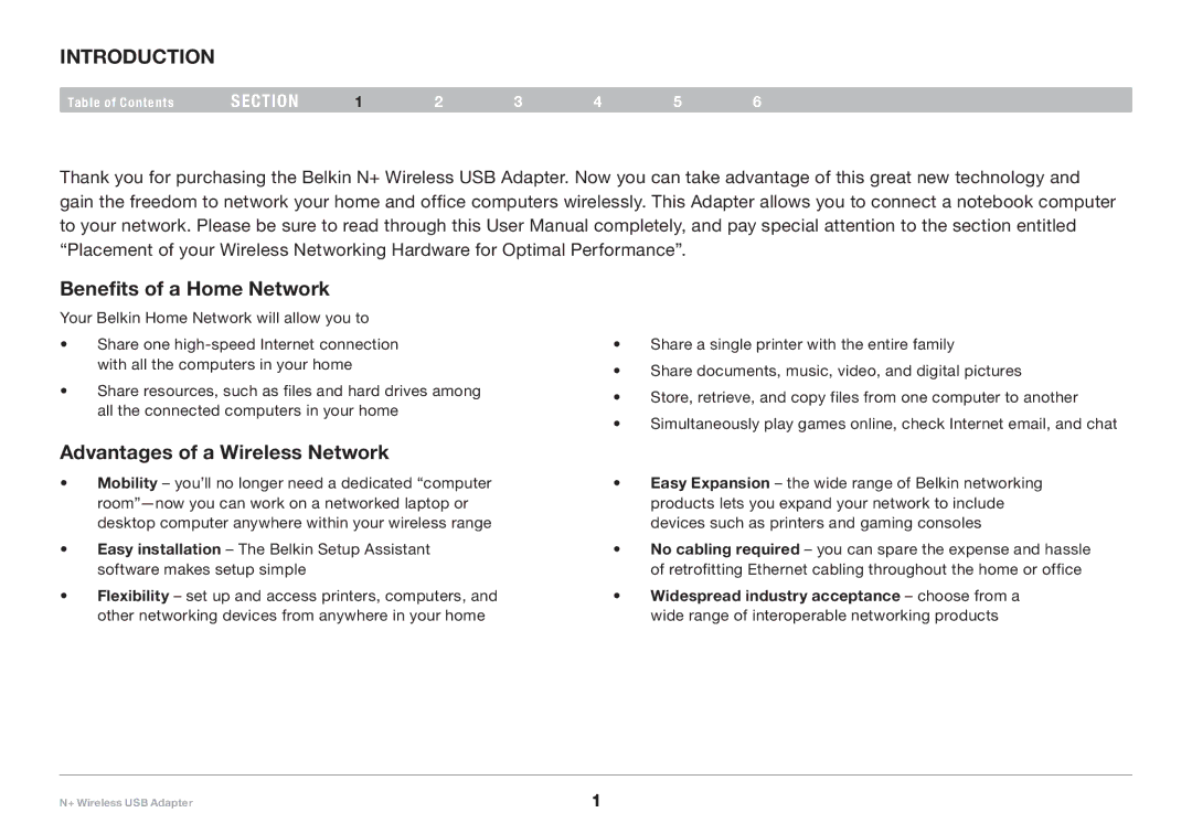 Belkin PM00730tt, F5D8055tt user manual Introduction, Benefits of a Home Network, Advantages of a Wireless Network 