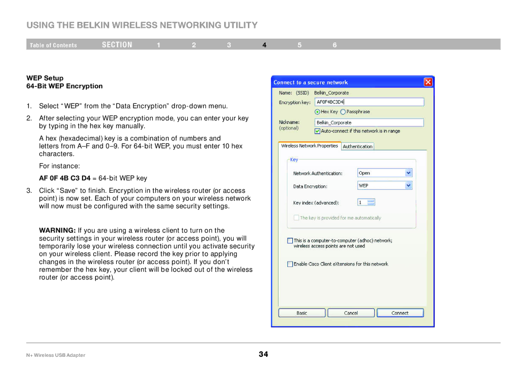 Belkin F5D8055tt, PM00730tt user manual WEP Setup Bit WEP Encryption 