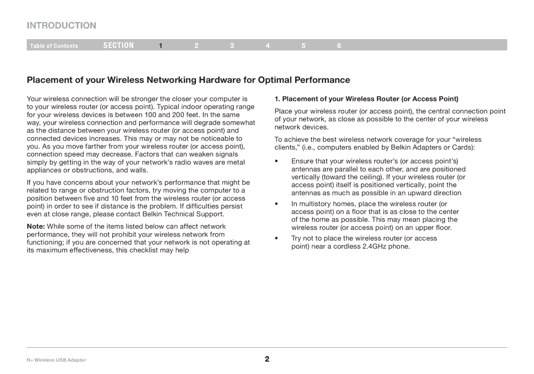 Belkin F5D8055tt, PM00730tt user manual Introduction, Placement of your Wireless Router or Access Point 