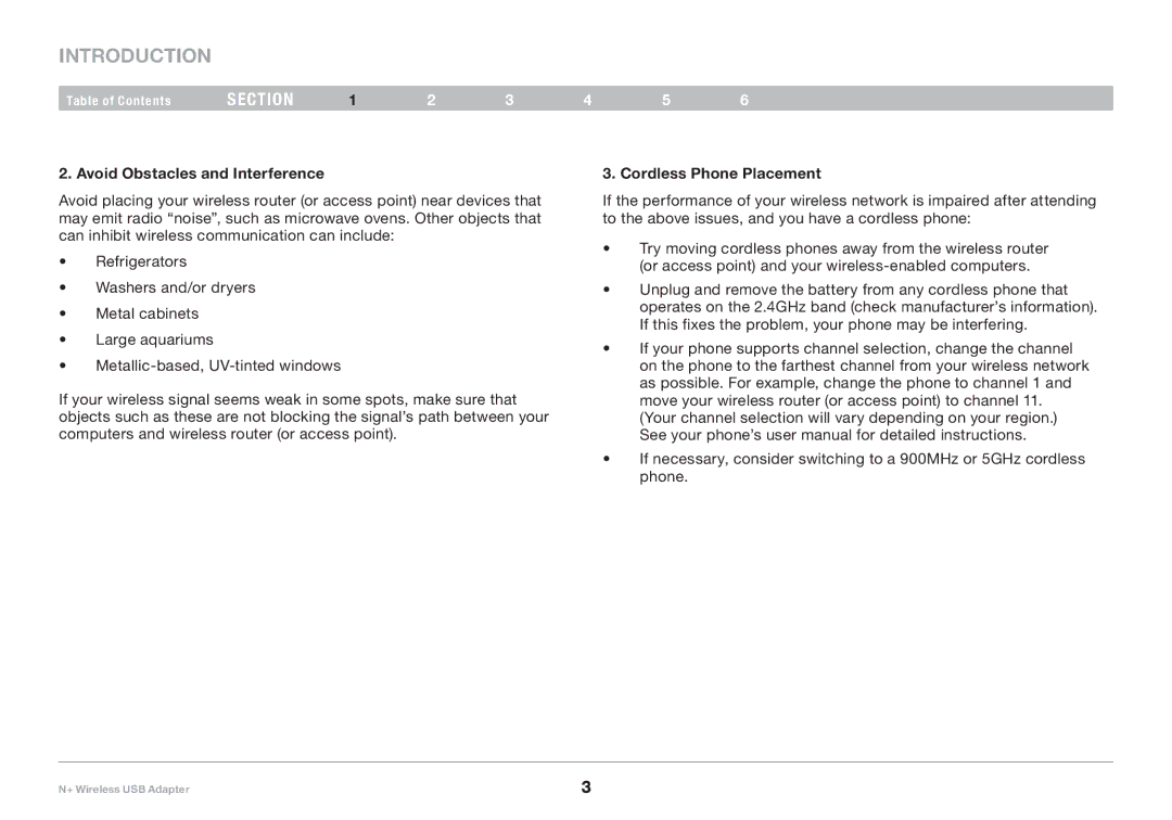 Belkin PM00730tt, F5D8055tt user manual Avoid Obstacles and Interference, Cordless Phone Placement 