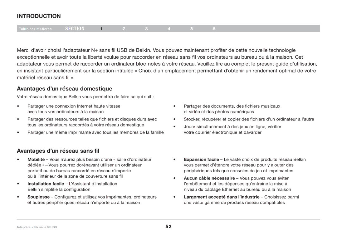 Belkin F5D8055tt, PM00730tt user manual Avantages d’un réseau domestique, Avantages d’un réseau sans fil 