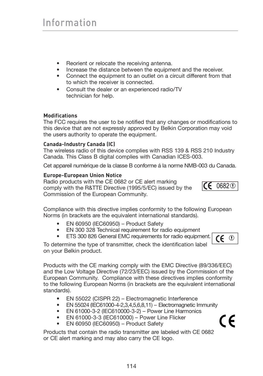 Belkin F5D8230-4 manual Modifications 