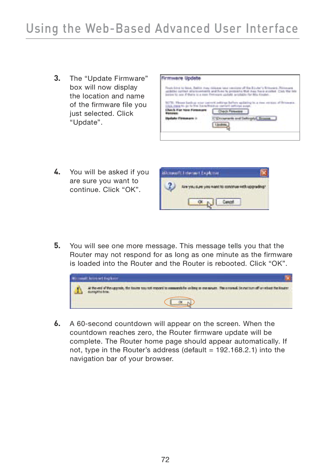 Belkin F5D8230-4 manual Using the Web-Based Advanced User Interface 