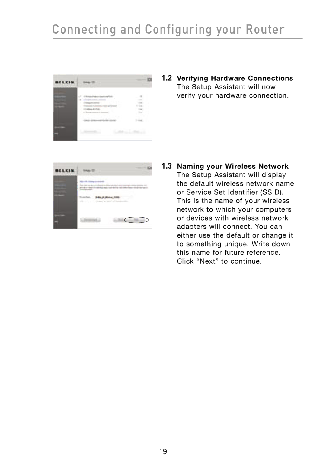 Belkin F5D8231-4 user manual Connecting and Configuring your Router 