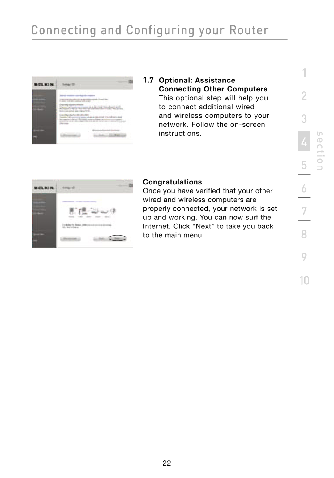 Belkin F5D8231-4 user manual Connecting and Configuring your Router 