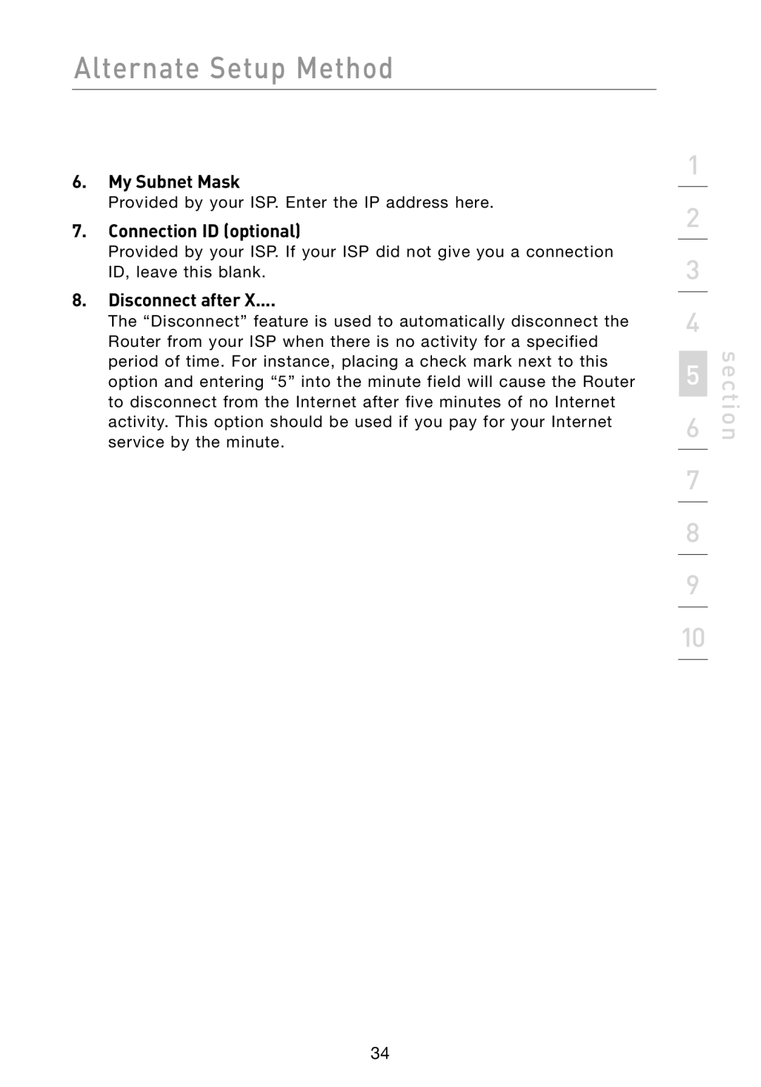 Belkin F5D8231-4 user manual My Subnet Mask, Connection ID optional 