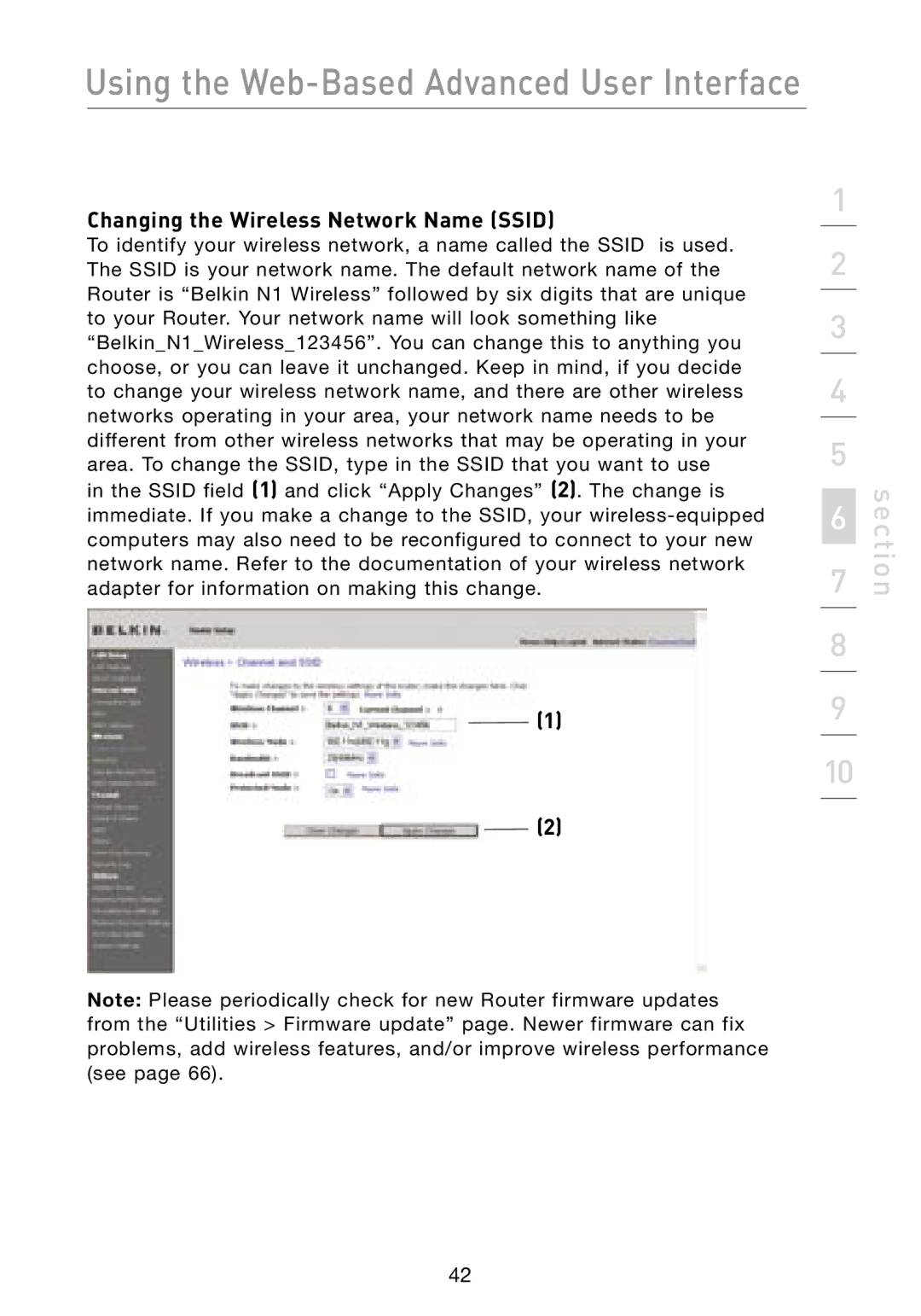 Belkin F5D8231-4 user manual Changing the Wireless Network Name Ssid 