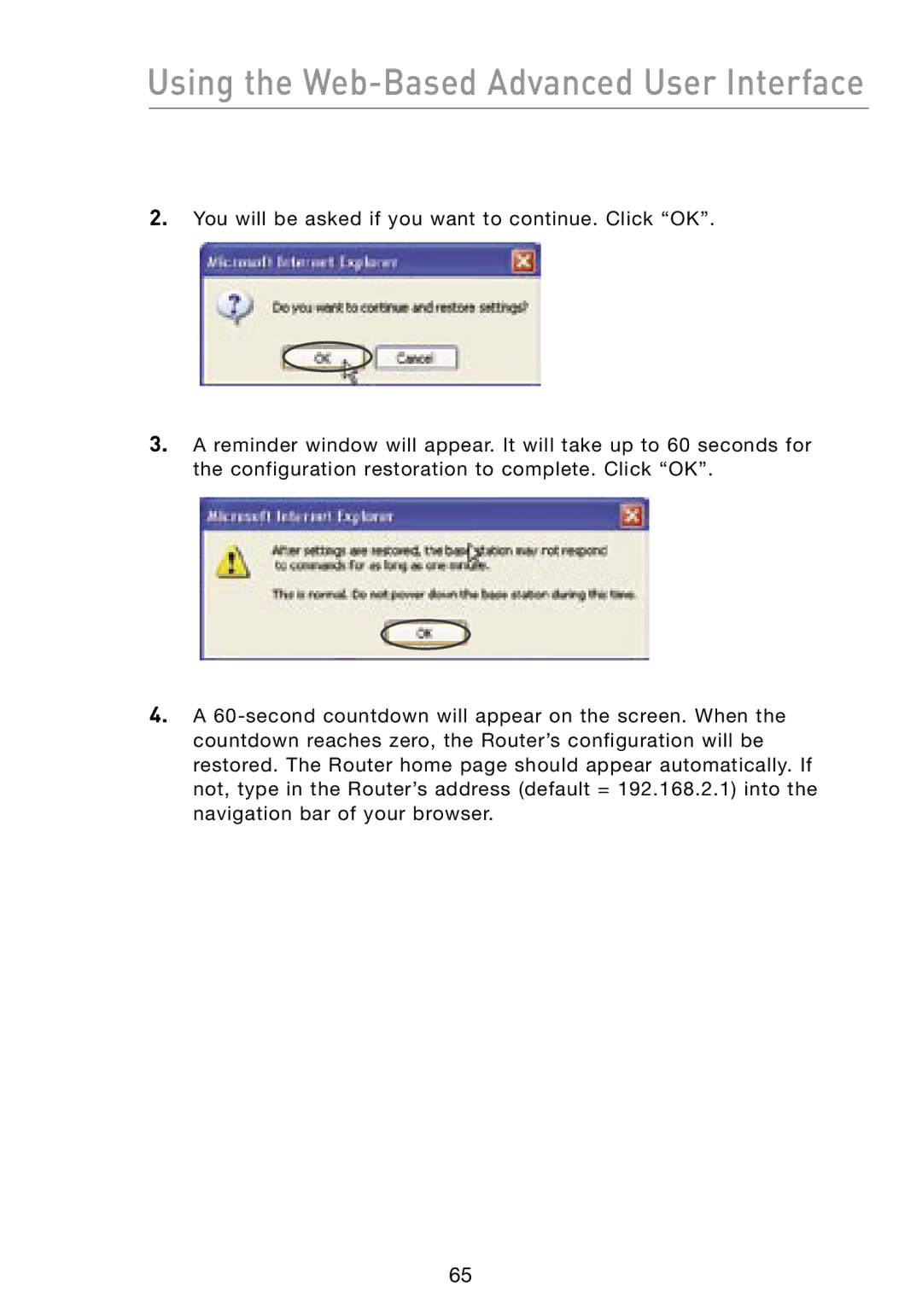 Belkin F5D8231-4 user manual Using the Web-Based Advanced User Interface 