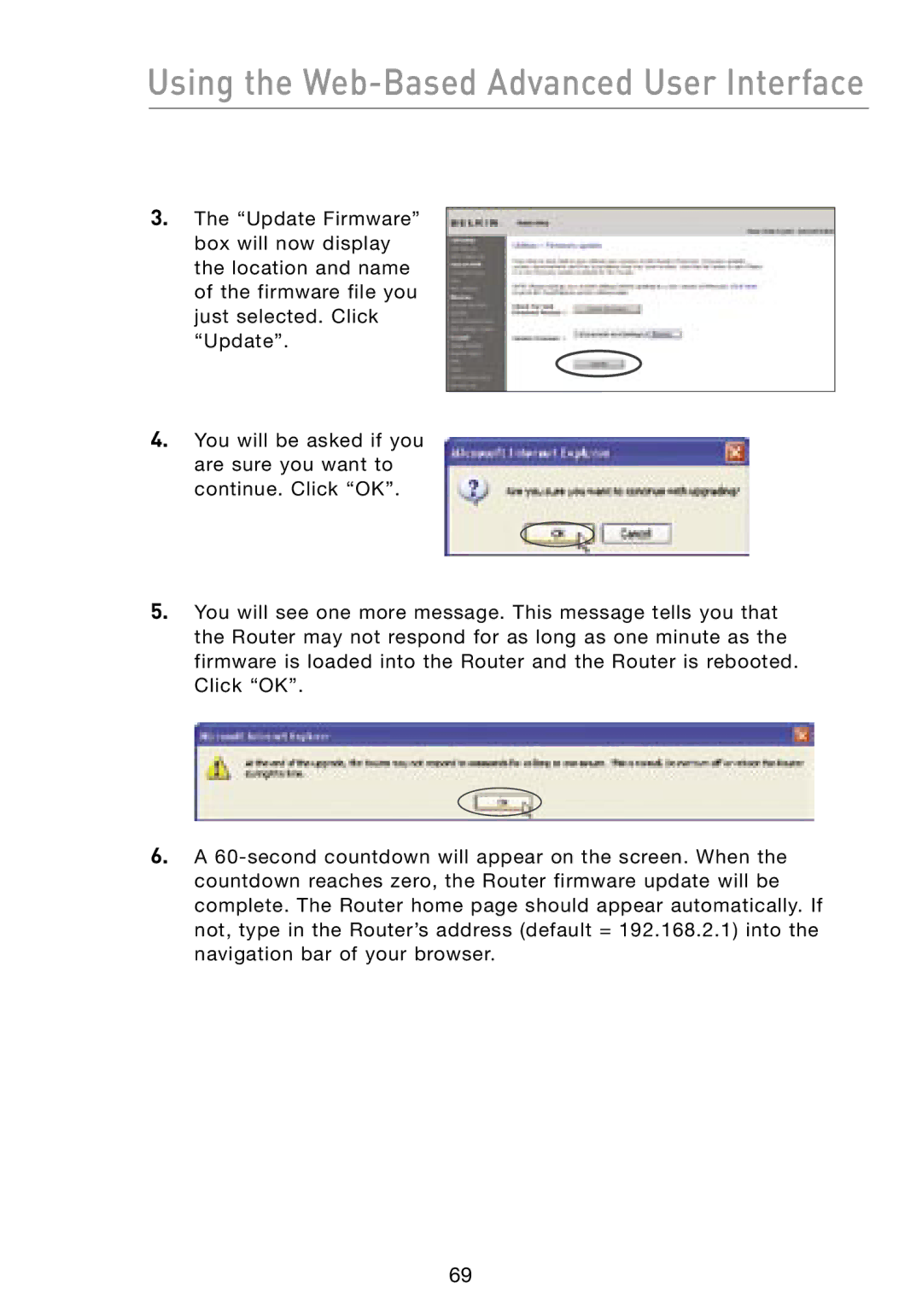 Belkin F5D8231-4 user manual Using the Web-Based Advanced User Interface 