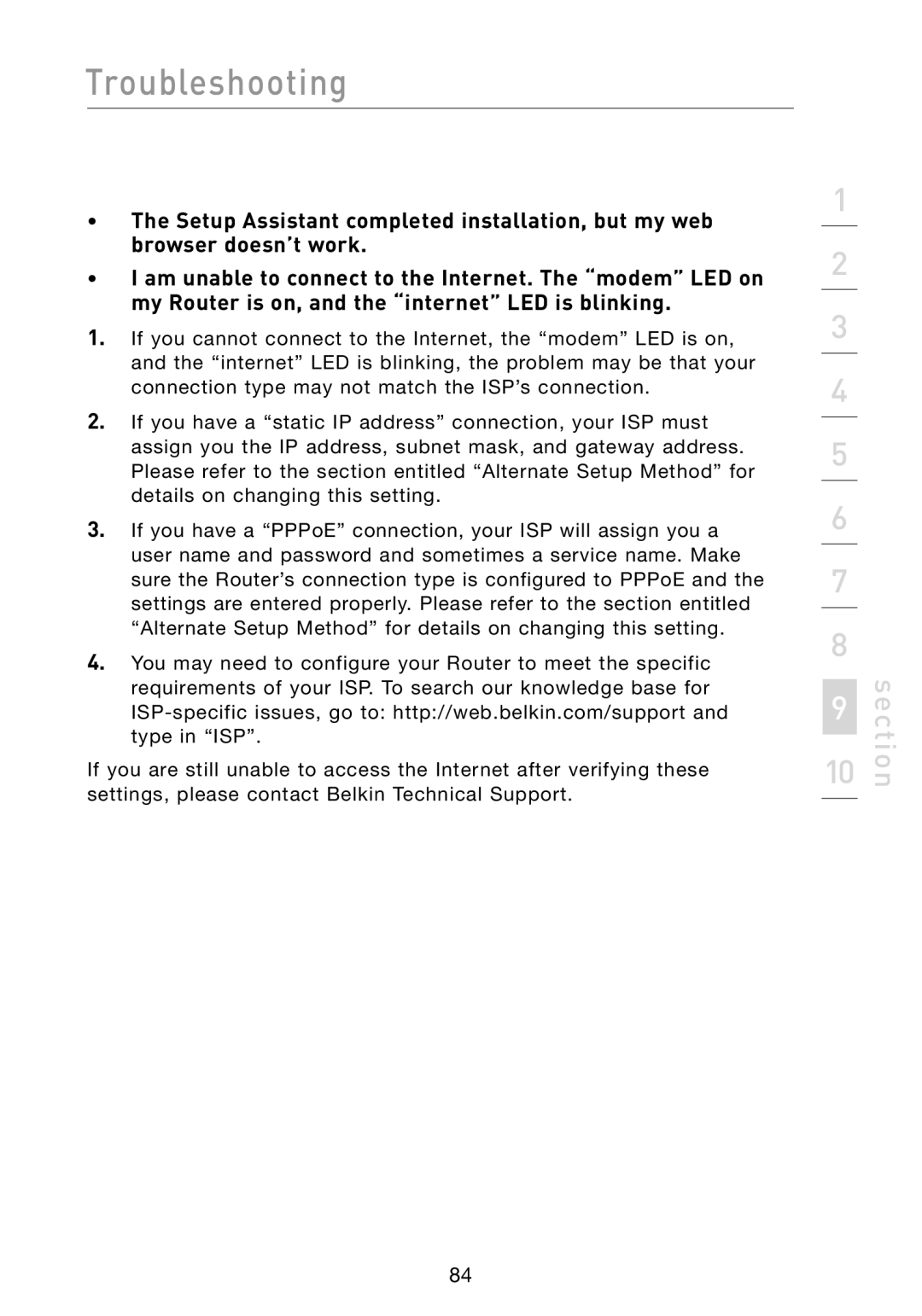 Belkin F5D8231-4 user manual Section 