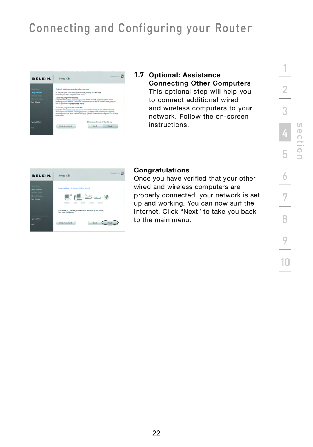 Belkin F5D8233-4 user manual Connecting and Configuring your Router 