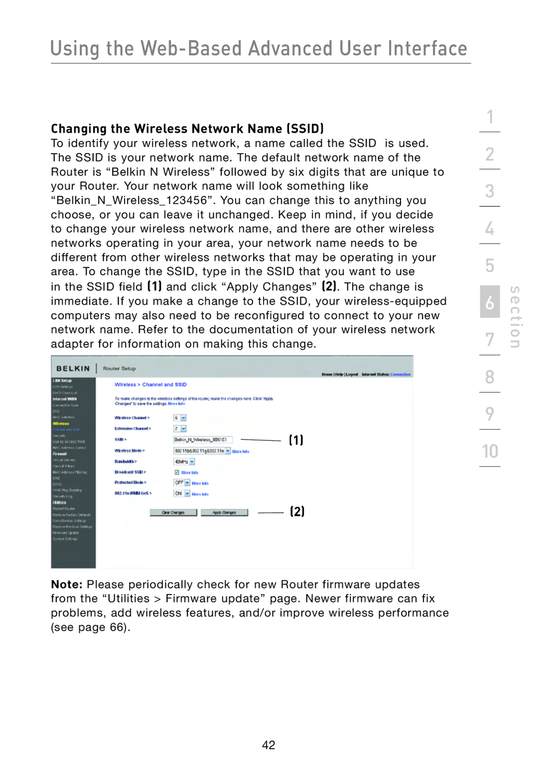 Belkin F5D8233-4 user manual Changing the Wireless Network Name Ssid 