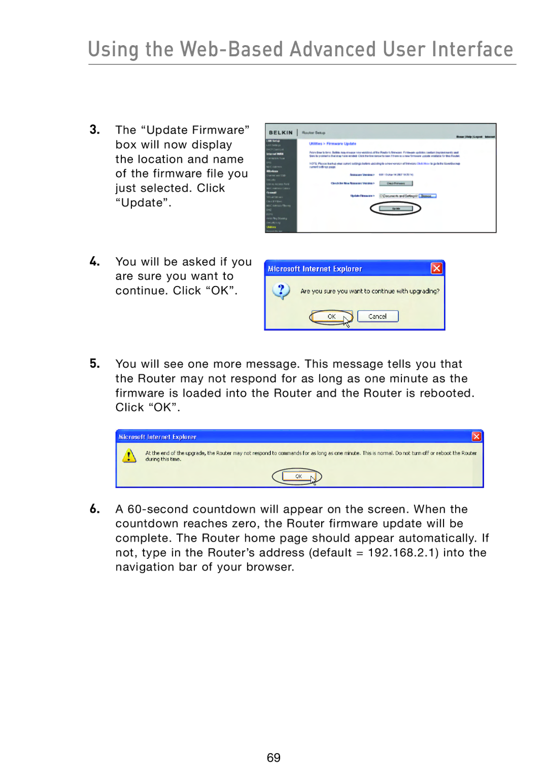 Belkin F5D8233-4 user manual Using the Web-Based Advanced User Interface 