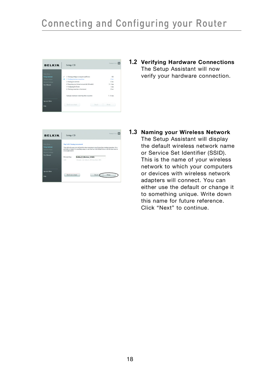 Belkin F5D8233EA4 user manual Connecting and Configuring your Router 