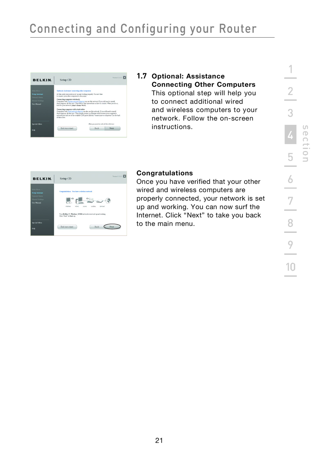 Belkin F5D8233EA4 user manual Connecting and Configuring your Router 