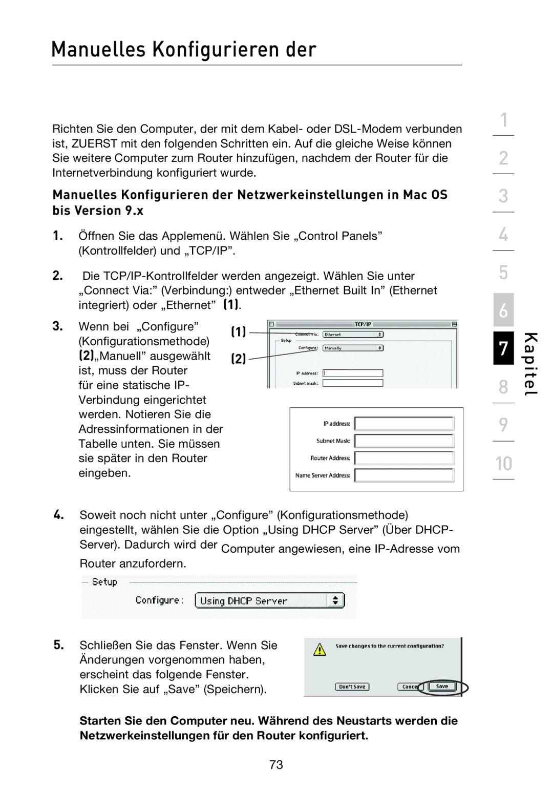 Belkin F5D8233EA4 user manual Manuelles Konfigurieren der 