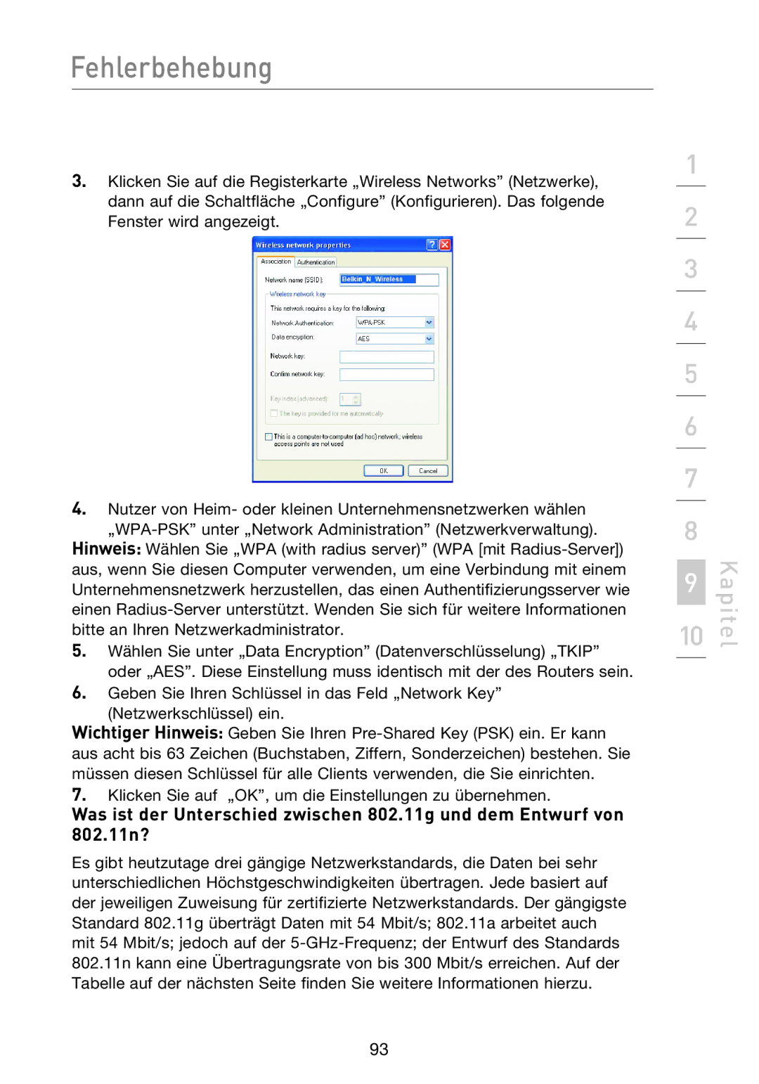 Belkin F5D8233EA4 user manual Fehlerbehebung 