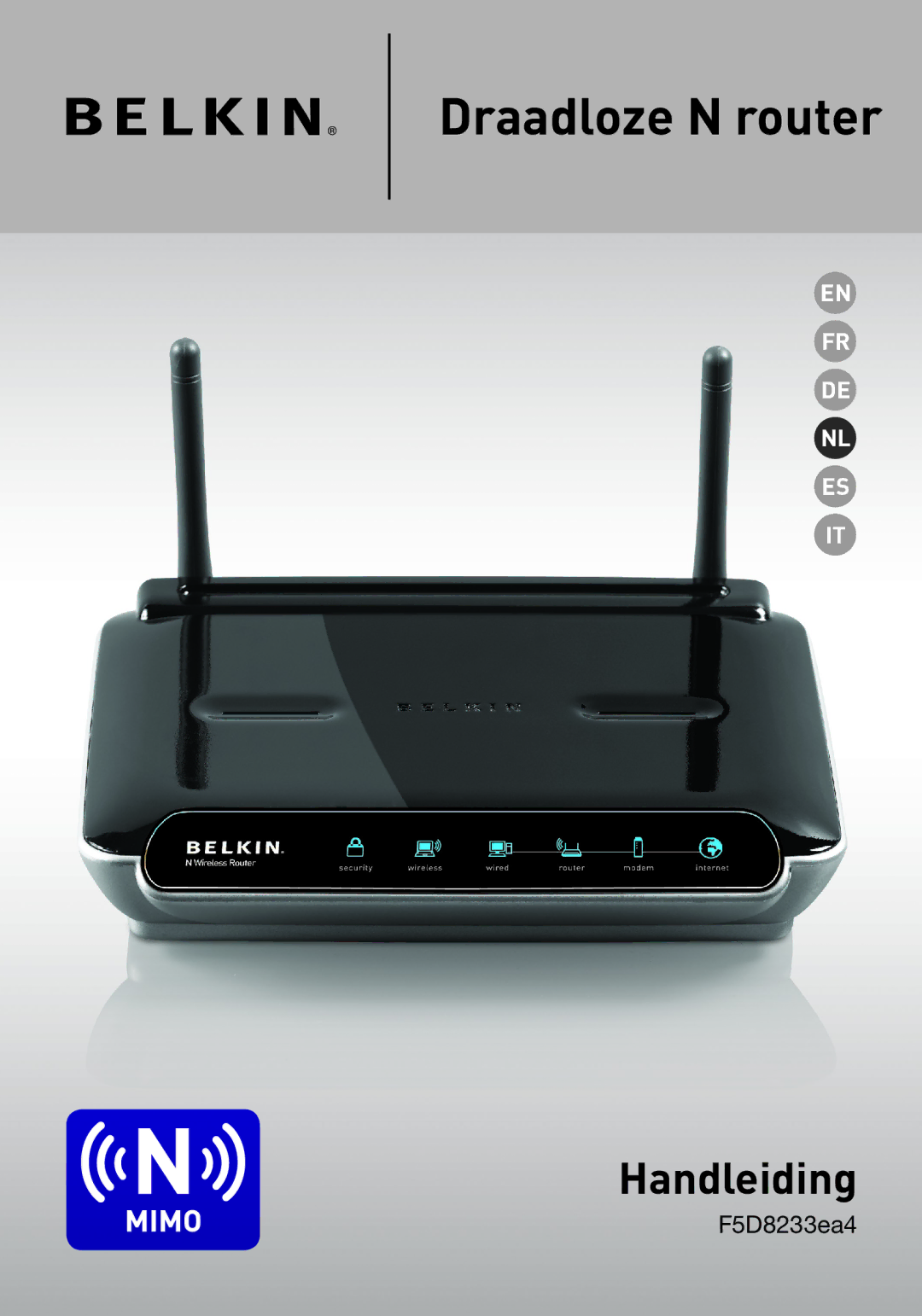 Belkin F5D8233EA4 user manual Draadloze N router 