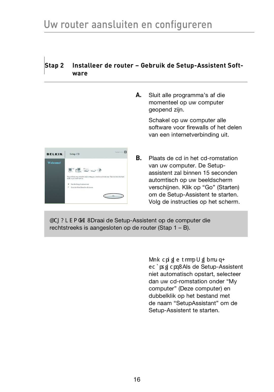 Belkin F5D8233EA4 user manual Uw router aansluiten en configureren 