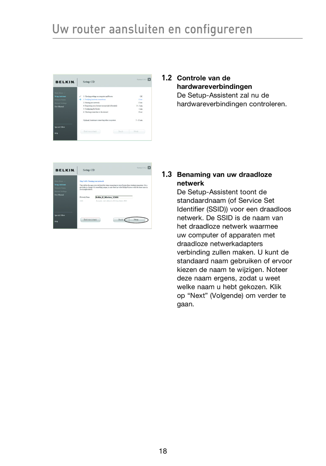 Belkin F5D8233EA4 user manual Benaming van uw draadloze netwerk 