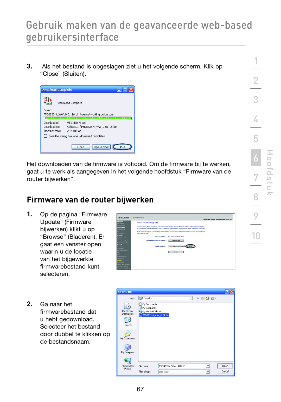 Belkin F5D8233EA4 user manual Firmware van de router bijwerken 