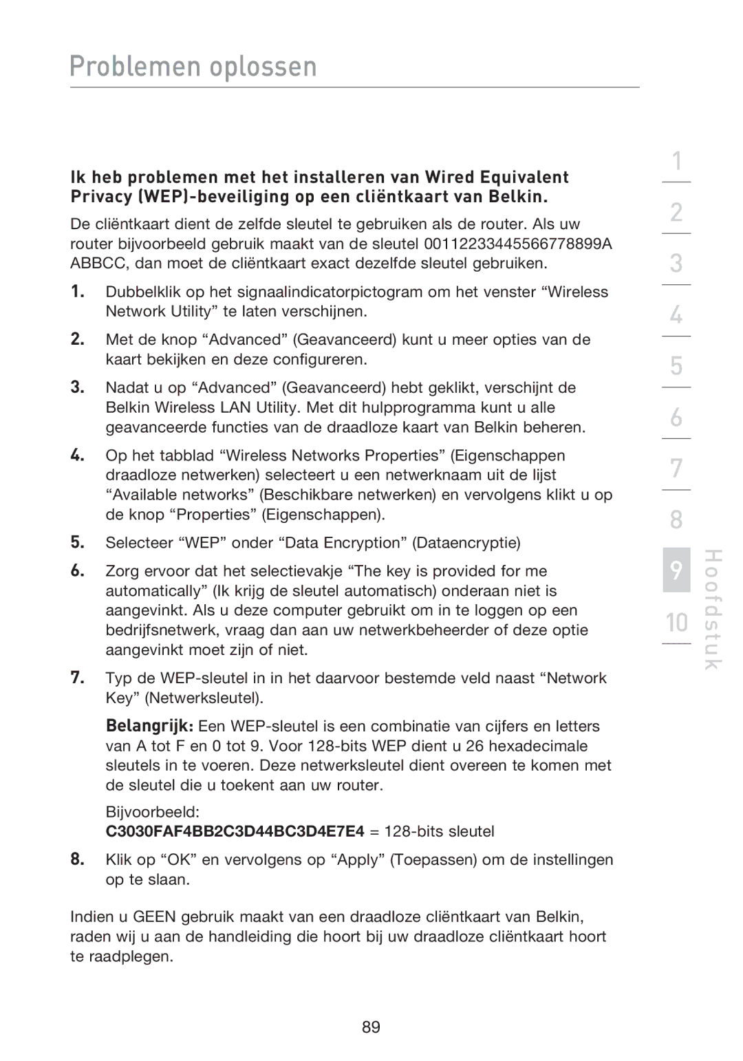 Belkin F5D8233EA4 user manual Problemen oplossen 