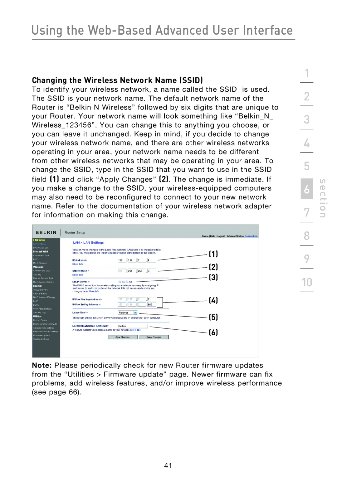 Belkin F5D8233EA4 user manual Changing the Wireless Network Name Ssid 