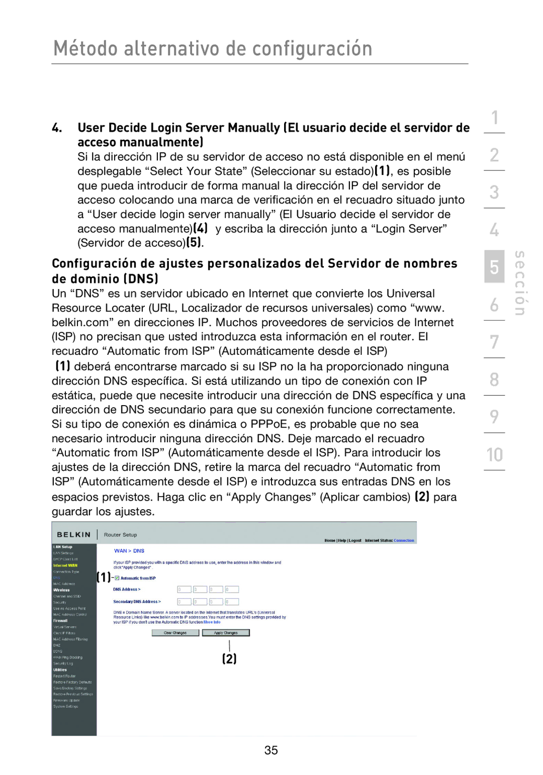 Belkin F5D8233EA4 user manual Método alternativo de configuración 