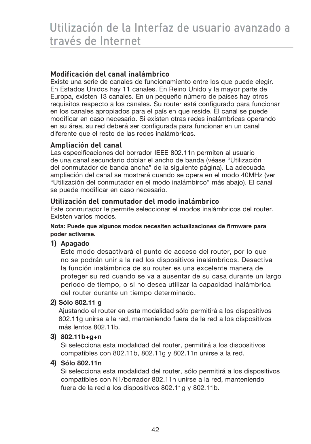 Belkin F5D8233EA4 user manual Modificación del canal inalámbrico, Ampliación del canal 