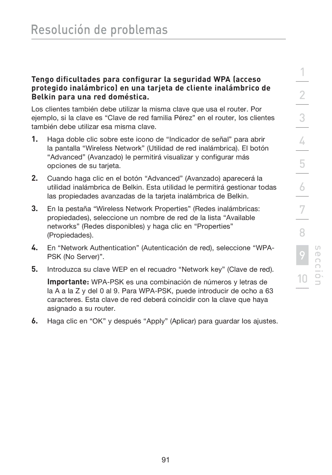 Belkin F5D8233EA4 user manual Resolución de problemas 