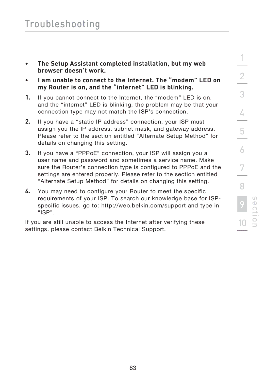 Belkin F5D8233EA4 user manual Section 