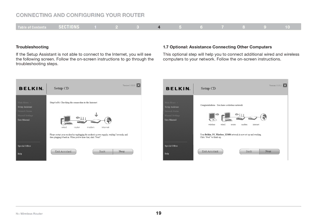 Belkin F5D8235-4 user manual Troubleshooting, Optional Assistance Connecting Other Computers 