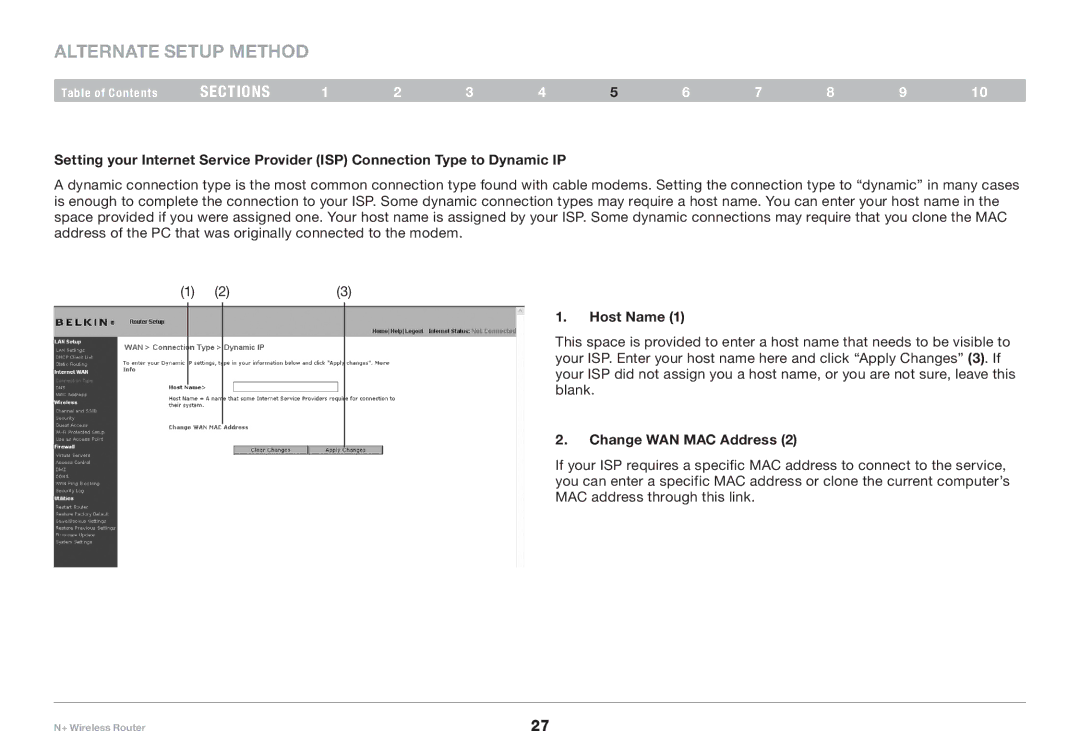 Belkin F5D8235-4 user manual Host Name, Change WAN MAC Address 