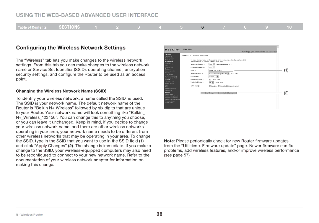 Belkin F5D8235-4 user manual Configuring the Wireless Network Settings, Changing the Wireless Network Name Ssid 