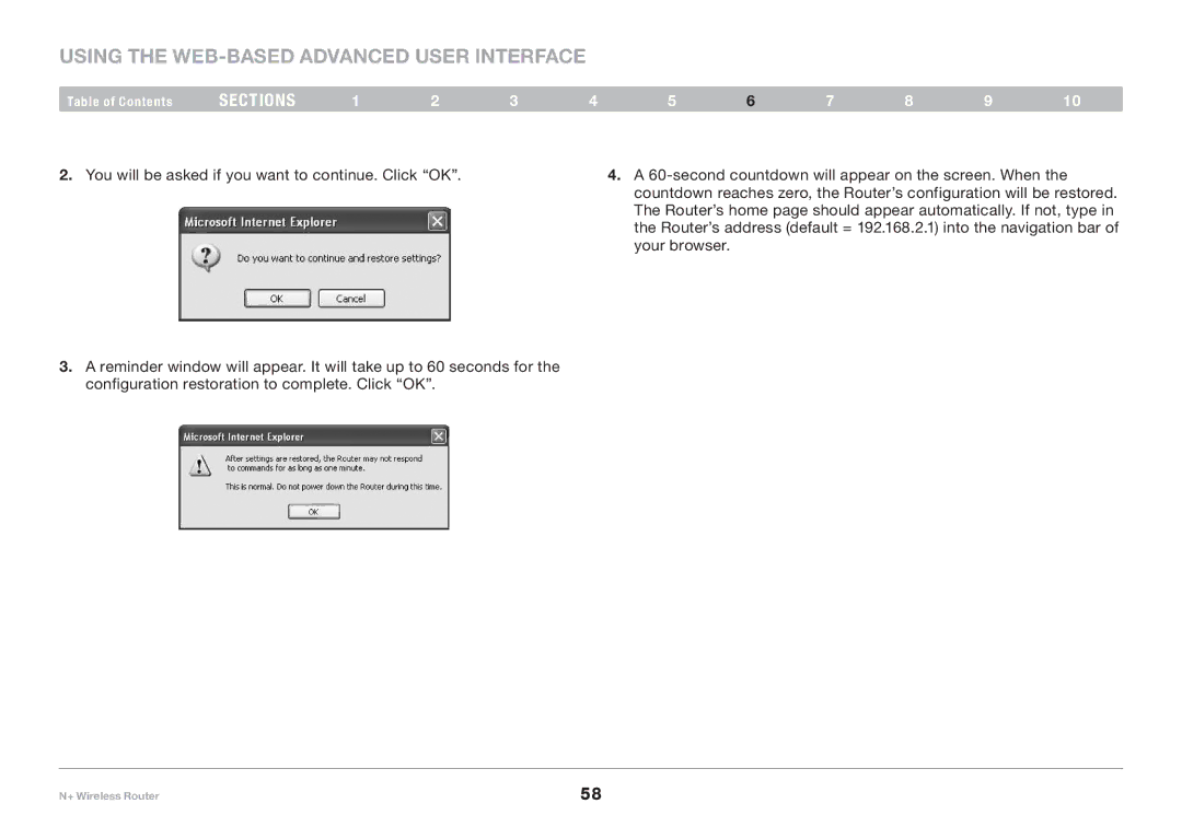 Belkin F5D8235-4 user manual Using the Web-Based Advanced User Interface 