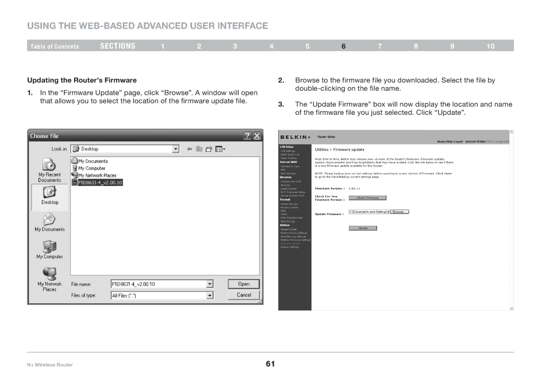 Belkin F5D8235-4 user manual Updating the Router’s Firmware 