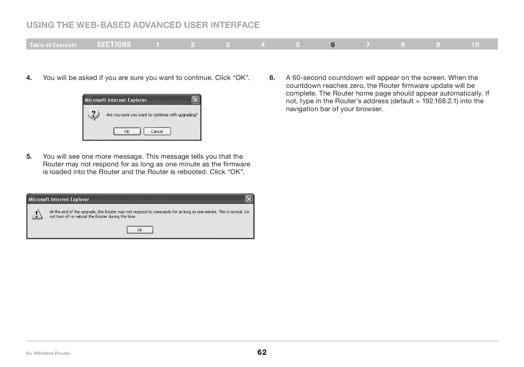 Belkin F5D8235-4 user manual Using the Web-Based Advanced User Interface 