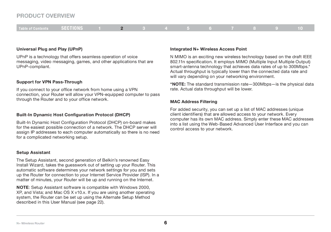 Belkin F5D8235-4 user manual Product Overview 