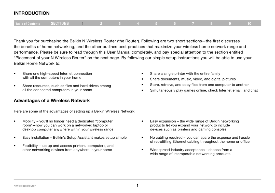 Belkin PM01122, F5D8236-4 user manual Introduction, Advantages of a Wireless Network 