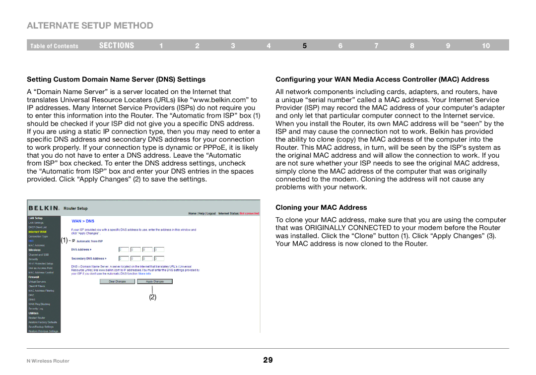 Belkin PM01122, F5D8236-4 user manual Cloning your MAC Address 