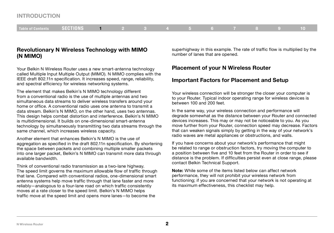 Belkin F5D8236-4, PM01122 user manual Introduction, Revolutionary N Wireless Technology with Mimo N Mimo 