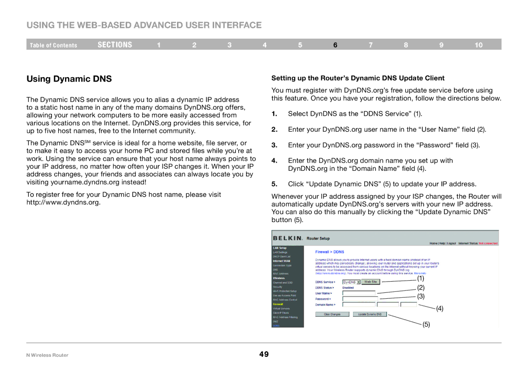 Belkin PM01122, F5D8236-4 user manual Using Dynamic DNS, Setting up the Router’s Dynamic DNS Update Client 