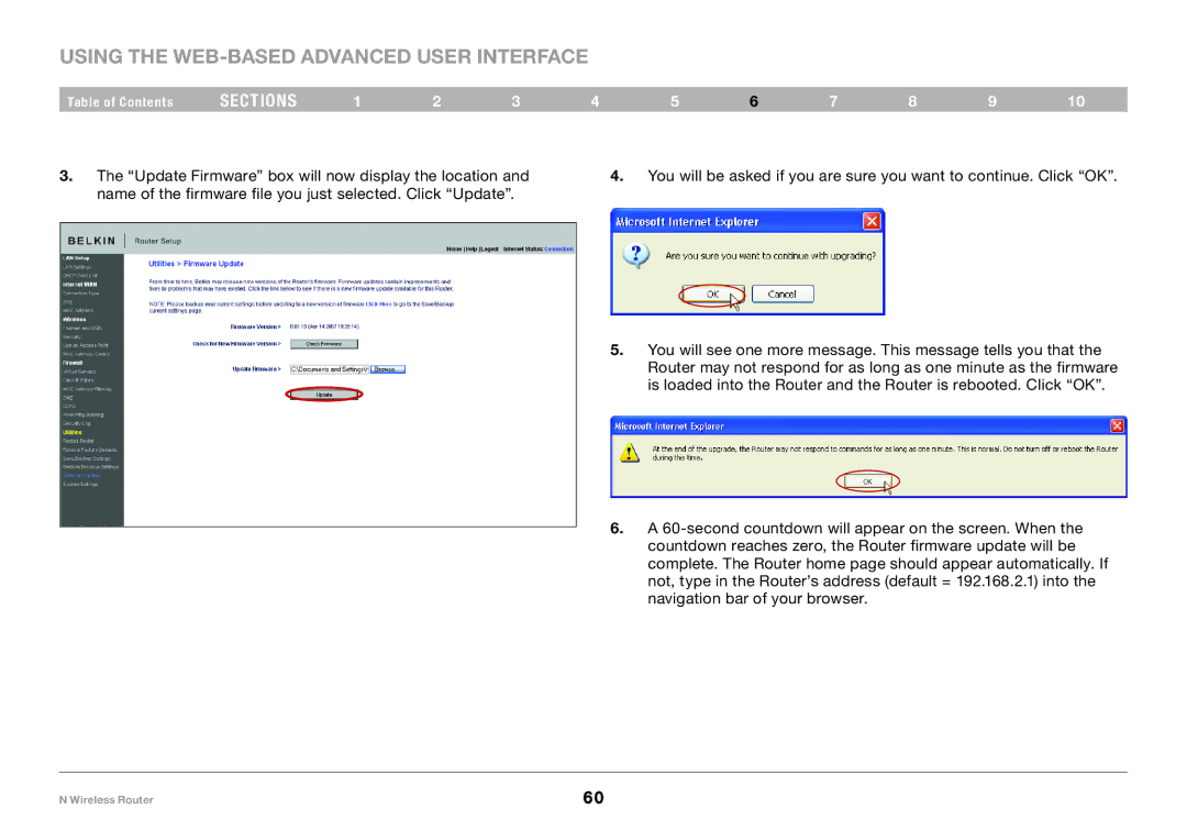 Belkin F5D8236-4, PM01122 user manual Using the Web-Based Advanced User Interface 