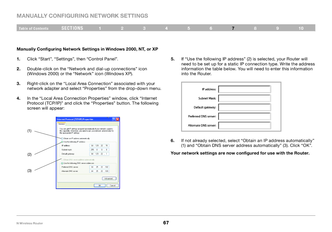 Belkin PM01122, F5D8236-4 user manual Manually Configuring Network Settings 