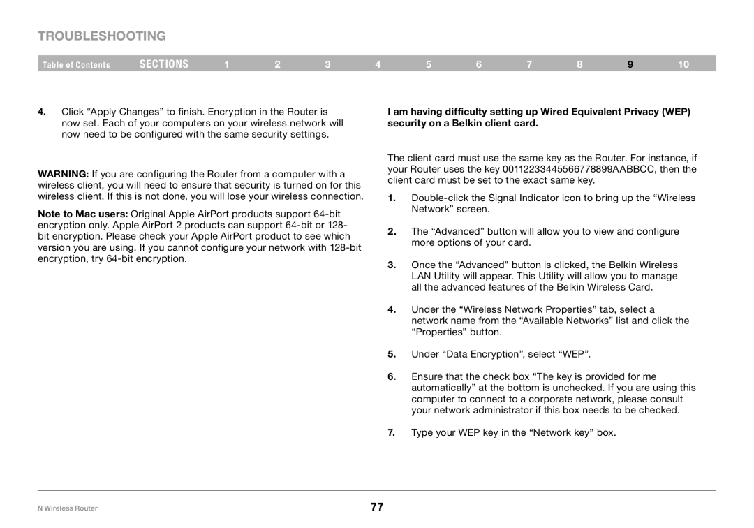 Belkin PM01122, F5D8236-4 user manual Troubleshooting 